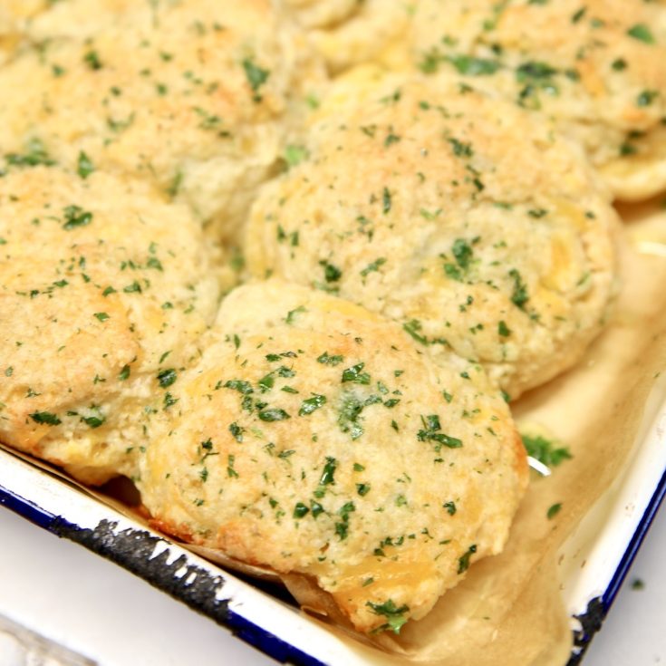 Pan of jalapeno cheddar biscuits.