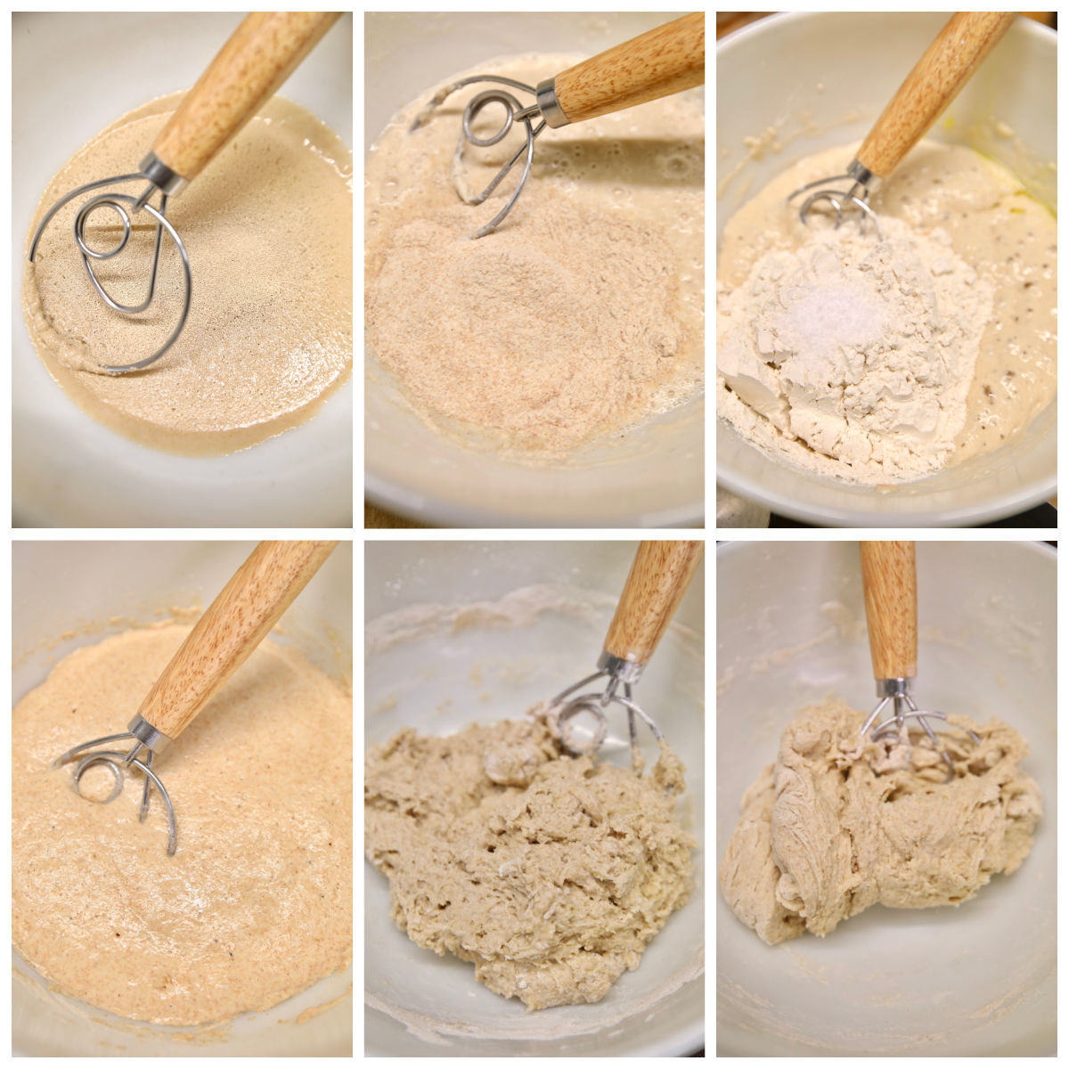 Collage making pita bread dough.