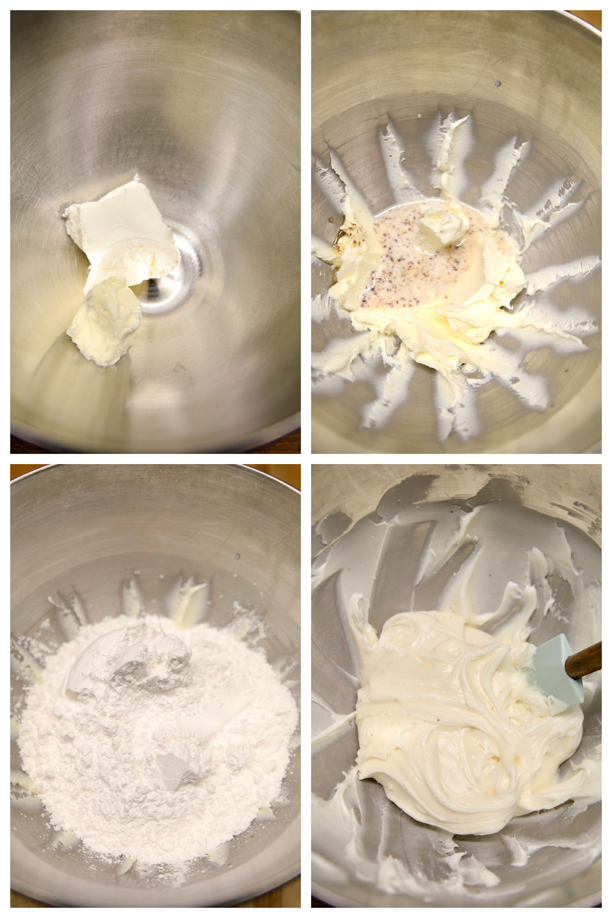 Collage making cream cheese icing.