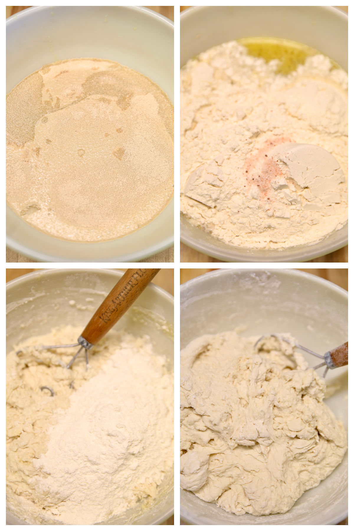 Collage making yeast dough.