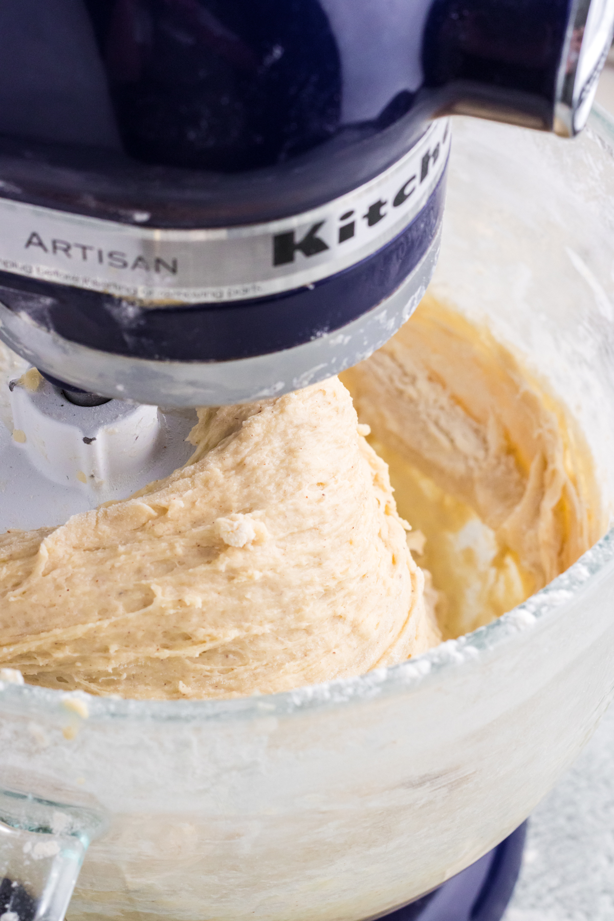 dough mixing in a mixing bowl