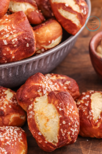 Salted soft and chewy pretzel bites